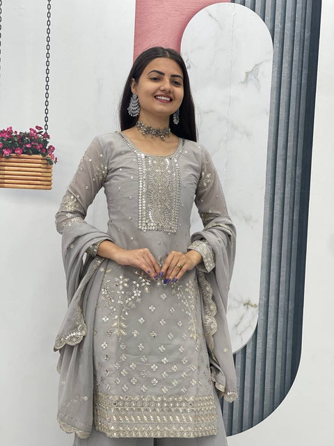 New Designer Party Wear Top Plazzo & Dupatta Set