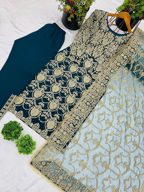 New Designer Party Wear Look Top-Plazzo and Dupatta