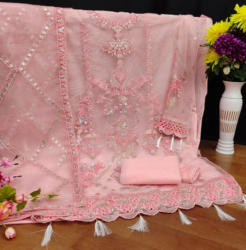 New Pakistani Design Net With Sequence Embroidery Work Dress