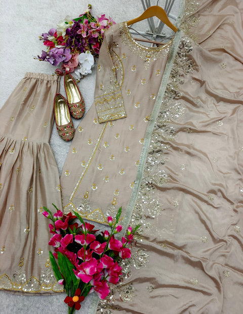 New Cinon Top-Sarara and Dupatta Set Fully Stitched Ready To Wear