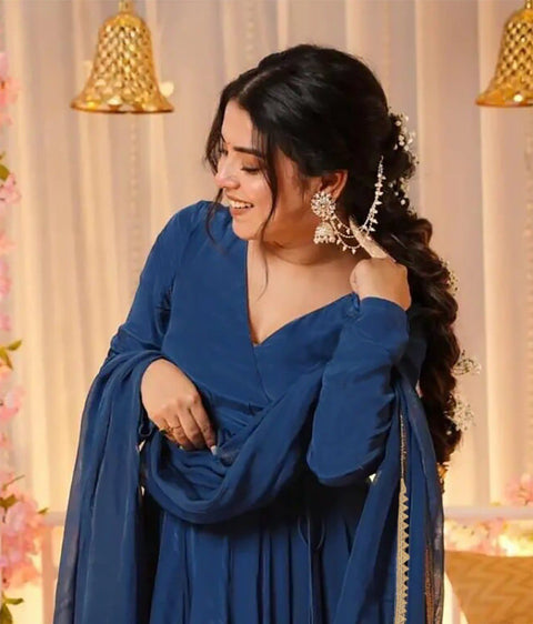 New woman Angrakha style anarkali kurta with dupatta suit
