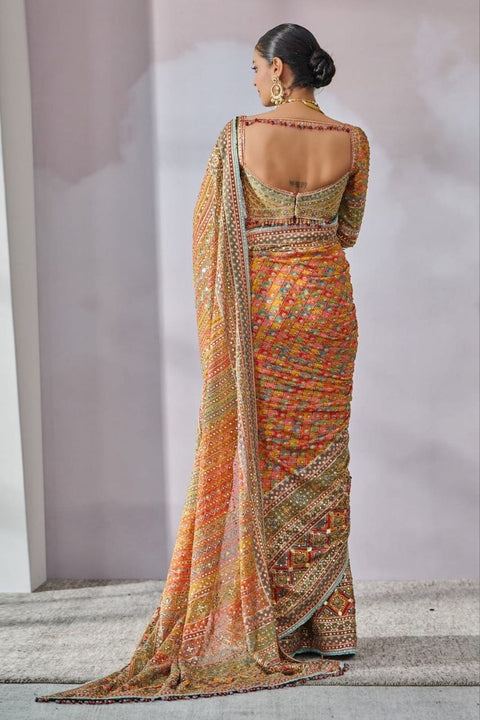 New Chinon Digital Print Collection with beautiful real mirror Saree
