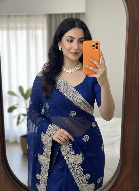 New Launch Party Wear Soft  Fendy Satin silk Saree