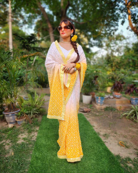 New Premium Beautiful Embroidery Work Saree