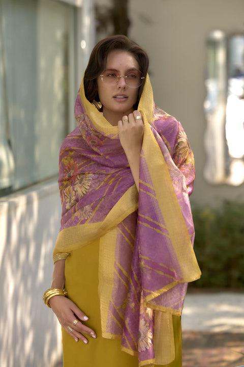 New Heavy Muslim Cotton With Heavy Rayon Cotton With Embroidery Sequence Work Top-Bottom And Dupatta Set