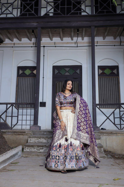 New jecard viscose viscose position print With jecard Touch Up  lehenga