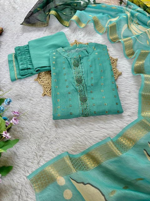 New Designers Kurti Pent Dupatta 3 pic Set