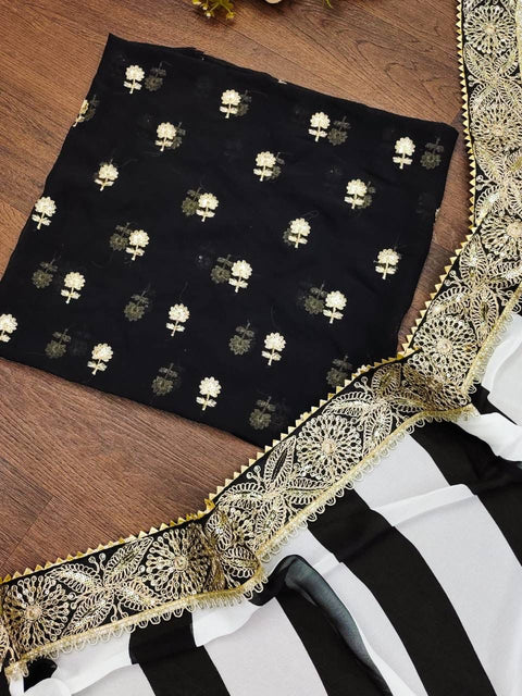 New Superhit DesignGeorgette fabric with Contrast embroidery & sequence work saree