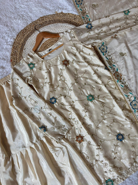 New Soft Chinon  Heavy Embroidery beads and sequence work Dress