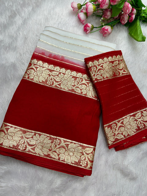 New Premium Georgette Contrast Blouse with Viscose Georgette Saree