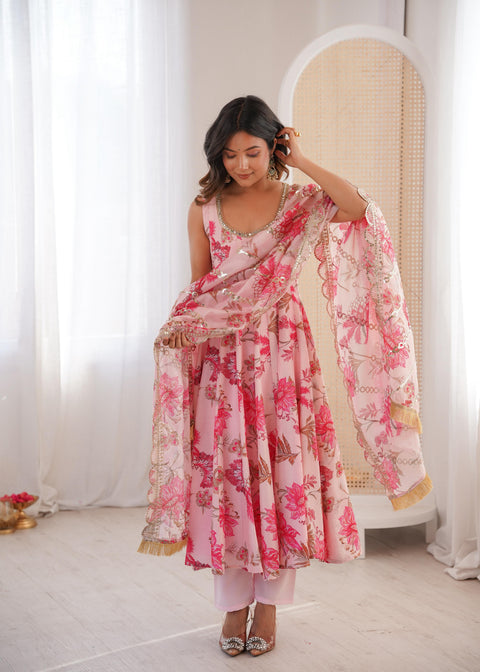 NEW FLORAL PRINT STRAIGHT KALI CUT ANARKALI SUIT