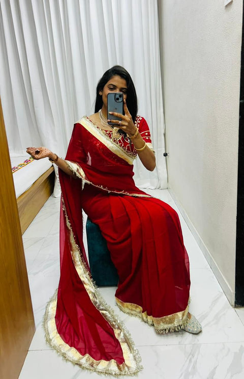 New Premium LaunchOriginal Hand Charkhi Gotta PattiSaree