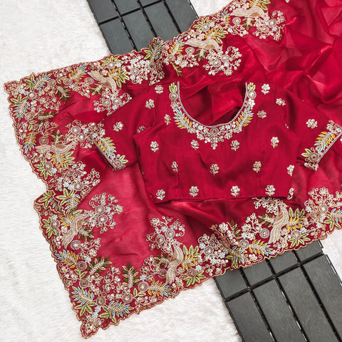 NEW ZIMMY CHU DESIGNER HEAVY EMBRODERY WORK SAREE