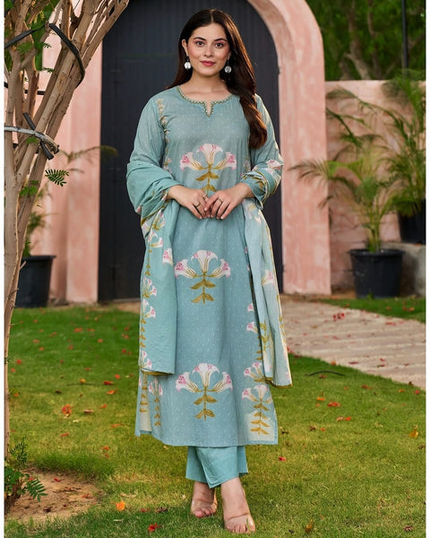 New beautifully floral printed Cotton kurta with subtle hand embroidery
