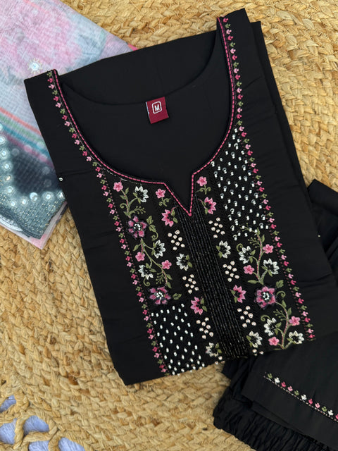 New Beautiful Multi Embroidery Thread With Hand Work Roman Silk Dress