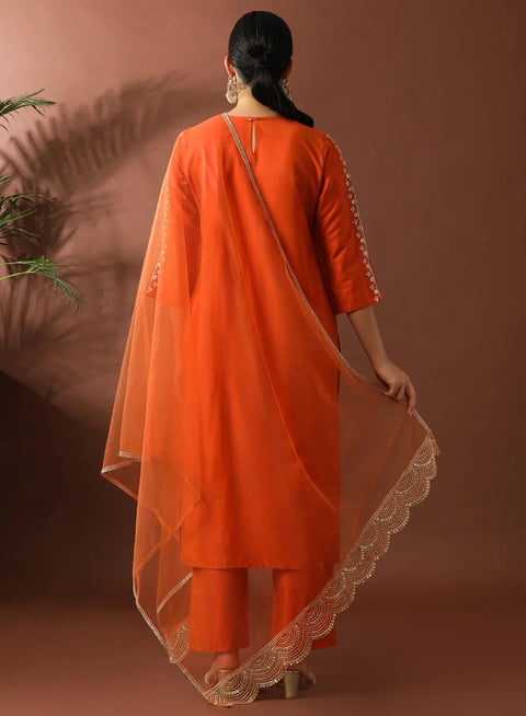 New Orange DastoorKurta Pent Dupatta Set