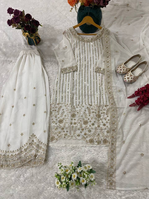 New premium Heavy Embroidery with Thread & Sequence Work  Plazza pair