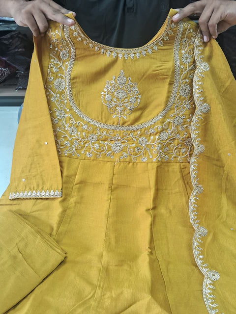 New Designer Embroidered Anarkali and Pant with Dupatta Set