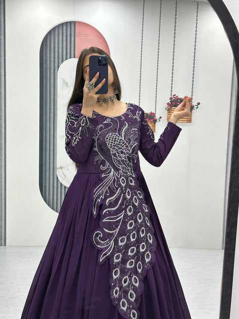 New Heavy Embrodery Sequence Work  Embroidered Gown