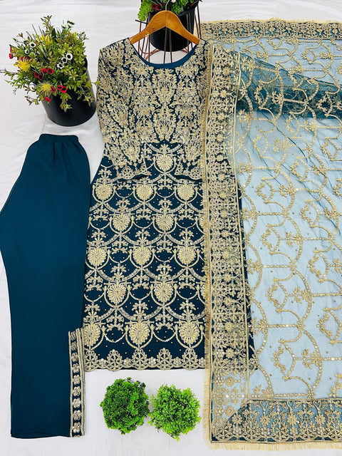 New Designer Party Wear Look Top-Plazzo and Dupatta