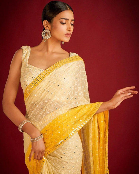 New Premium Beautiful Embroidery Work Saree
