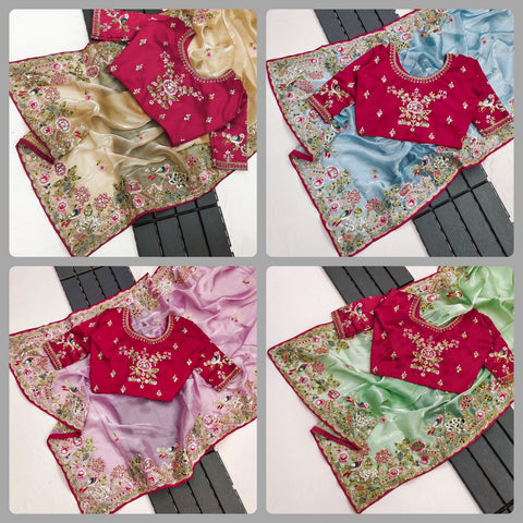 New LaunchingSoft Jimmy Chu Fabric With Multi Thread Embroidery Coding SequenceĐěsigner saree
