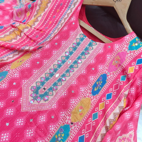 New DESIGNER WEAR JAYPURI TRENDING  TOP WITH PRINTED WORK WITH MIROR WORK WITH PLAZZO AND DUPATTA