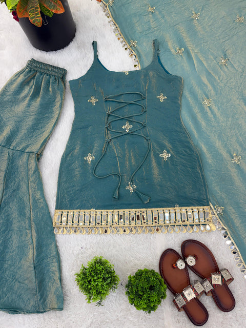 New Premium Embroidery Sequence Work with real Mirror work Dress
