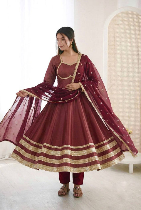 New Premium Heavy Lace Work Designer Anarkali Three Piece Set