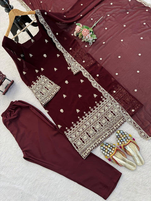 New Classy Tones with Premium Fabric & DetailingElegant Ethnic WearDesigner Suit & Pent Set