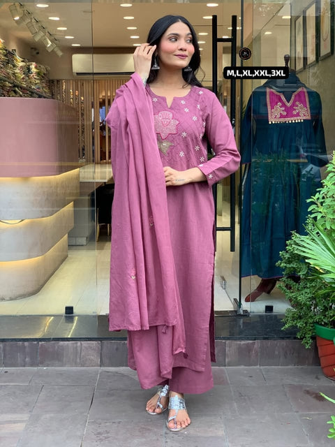 New kurta set with Cotton Pant & Malmal Dupatta with tier pattern