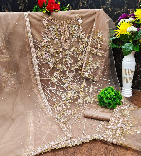 New Pakistani Design Embroidery Work With Diamond Work Dress