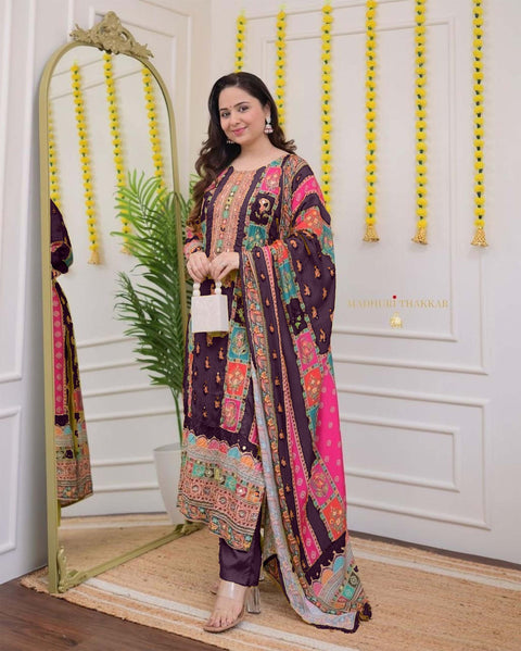 NEW LAUNCHING digital printssequin embroidery and lace detailings Pakistani Suit