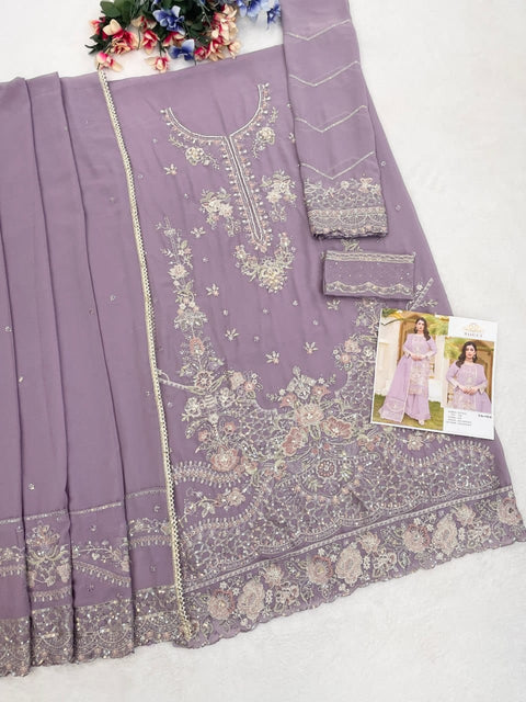 New beautiful Multi Thread & Jari WithSequence Embroidery Stich Khatli Work dress