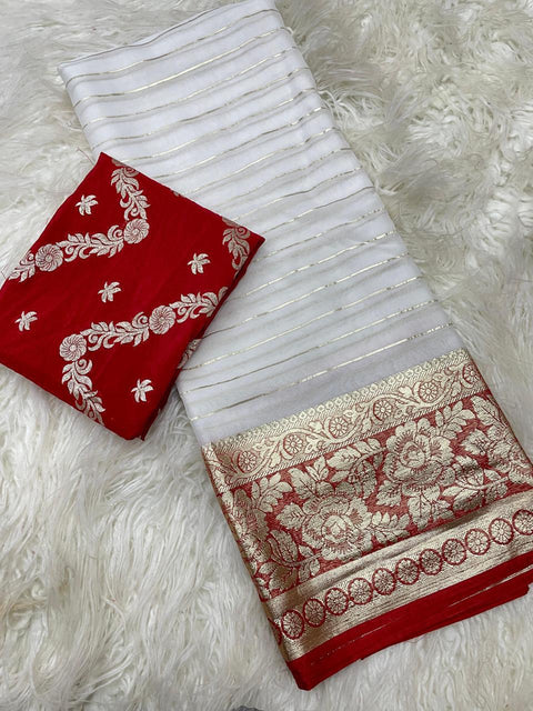 New Arrival Best Viscose Georgette Saree With Contrast Viscose Banarasi Blouse