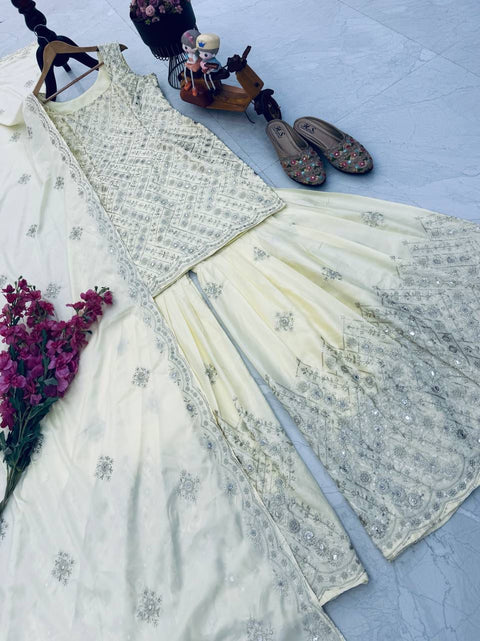 New Designer Party Top Pallazo & Dupatta Set