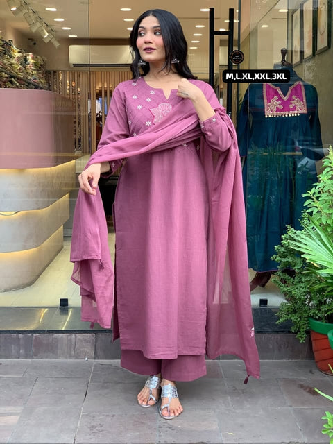 New kurta set with Cotton Pant & Malmal Dupatta with tier pattern