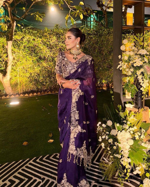 NEW DESIGNER HEAVY EMBRODERY WORK SAREE
