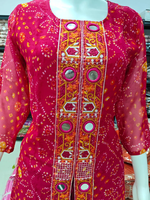 New Beautiful Purple And Pink Bandhani Printed Plazo set