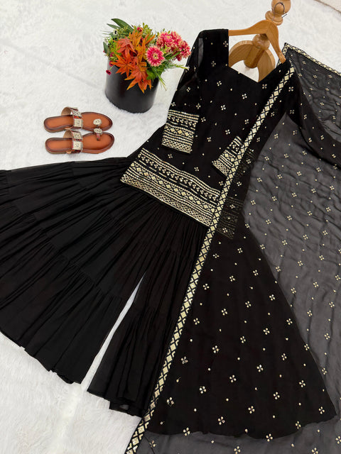 New Beautiful Pure Heavy Georgette With Embroidery Sequence Work dress