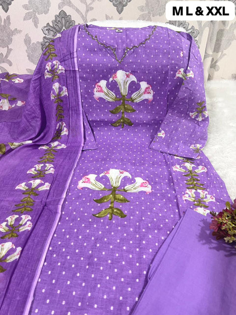 New beautifully floral printed Cotton kurta with subtle hand embroidery