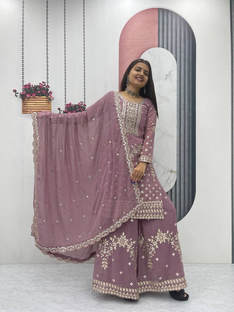 New Designer Party Wear Top Plazzo & Dupatta Set