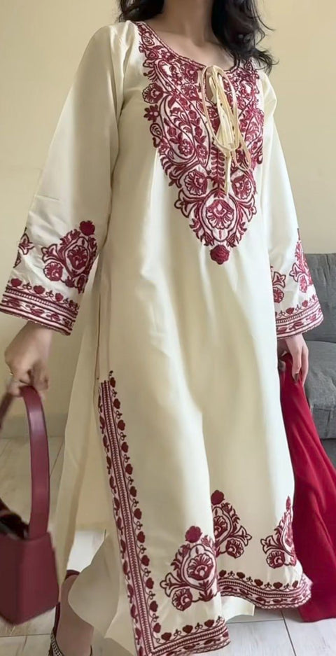 New Festival Heavy Embroidery with Thread   kurti pant Dupatta