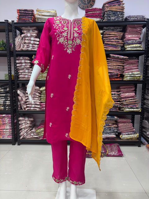 New Rich Multi-Sequence with Fine Coding Work 3-Piece Kurti Set