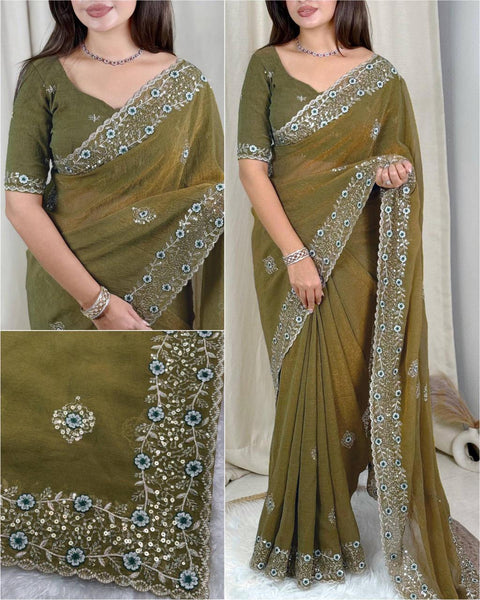 New pure, radiance with this breathtaking designer saree