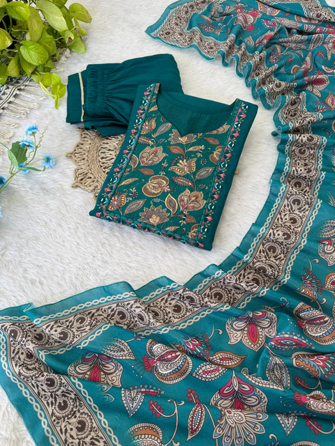New Designers Kurti Pent Dupatta 3 pic Set