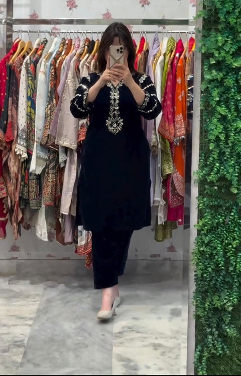 New Beautiful VELVET DESIGNER WEAR CO-ORD SET