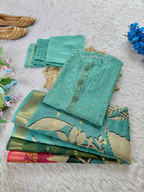 New Designers Kurti Pent Dupatta 3 pic Set