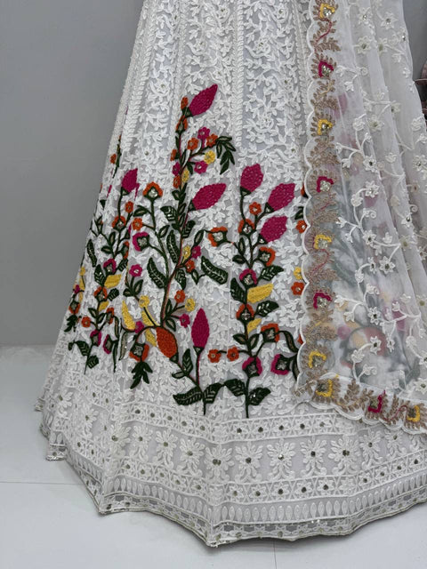 New BRIDAL WEAR HEAVY FUAX GEORGETTE CHINE SEQUENCE WORK LEHENGAS CHOLI