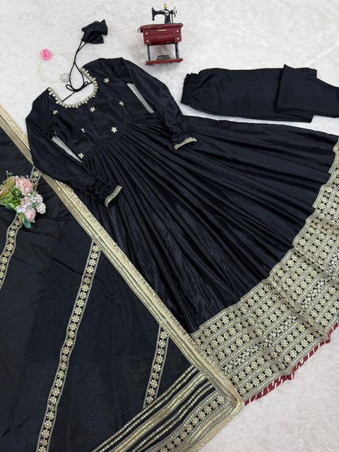 New Chinon SilkThred with Sequnce work Gown